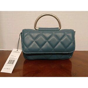 French Connection Quilted Top Handle Crossbody Bag Purse Mell in Legion Blue